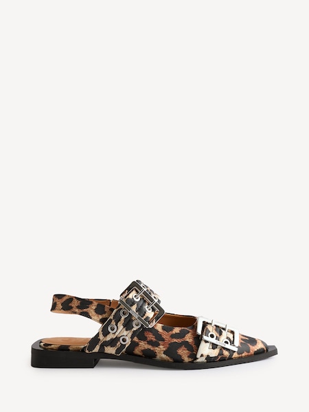 Brown Feminine Buckle Print Ballerinas (AJ6740) | £325