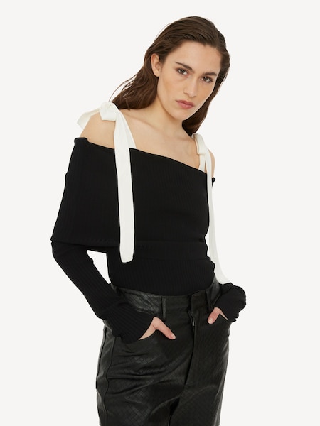 Black Off Shoulder Strap Top (AJ8079) | £185
