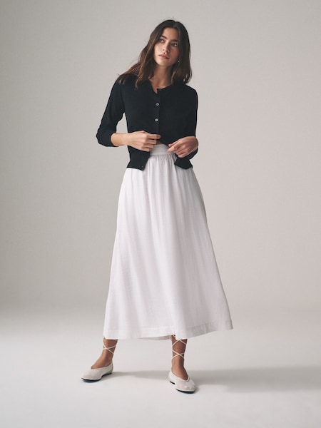 White/Black 2 Pack Pull On Maxi Skirts with Linen (AJ8315) | £30
