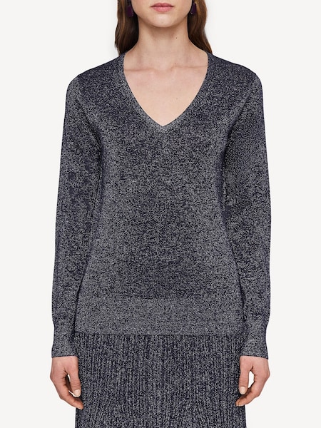 Silver V-Neck Sparkle Jumper (AK0071) | £125