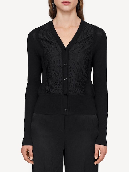 Black Lace And Knit Cardigan (AK0072) | £375