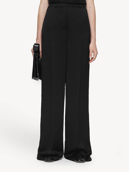 Black Alana Textured Wide Leg Trousers (AK0075) | £425