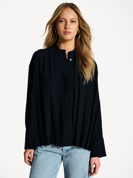 Blue Malte Plisse Blouse (AK0268) | £395