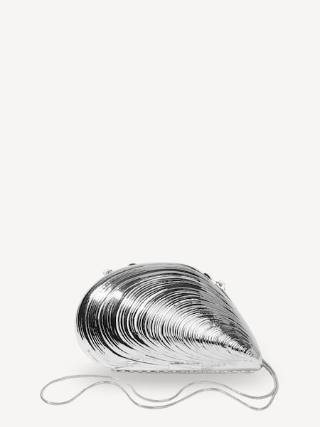 Silver Bridget Oyster Shell Clutch Bag (AK1210) | £455