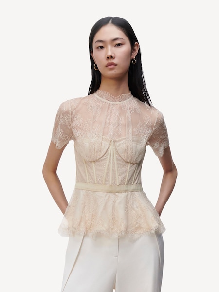 Champagne Kehlani Lace Bustier Top (AK1220) | £395