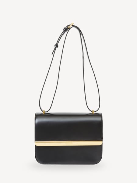 Black Remy Leather Flap Bag (AK1225) | £505