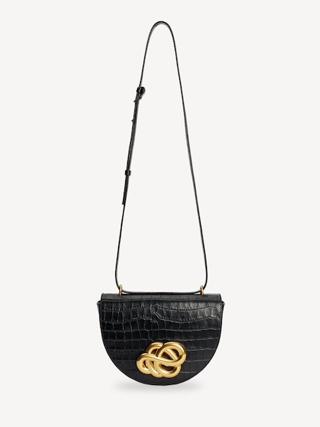 Black Cebella Leather Croc Handbag (AK5658) | £650