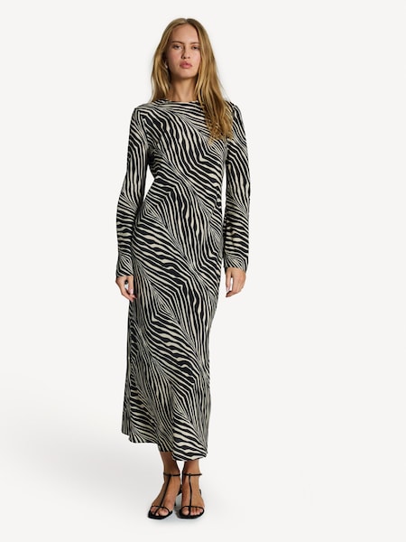 Black Silk Mix Zebra Print Maxi Dress (AK5666) | £290