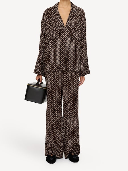 Brown Oversized Amanna Printed Blouse (AK5667) | £150