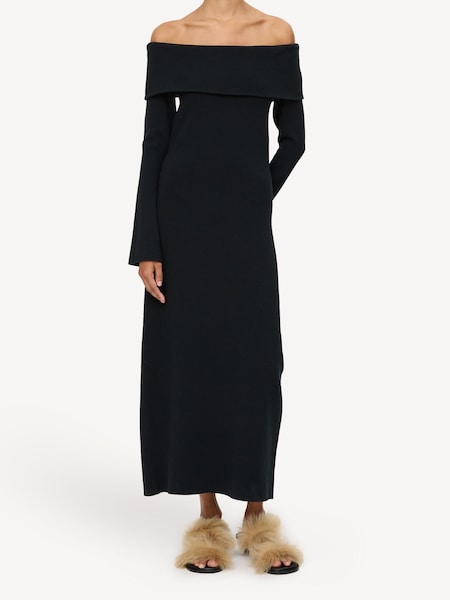 Black Bennie Off Shoulder Midi Dress (AK5672) | £440