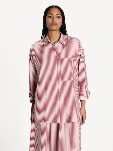 Red Oversized Derris Stripe Shirt (AK5677) | £170