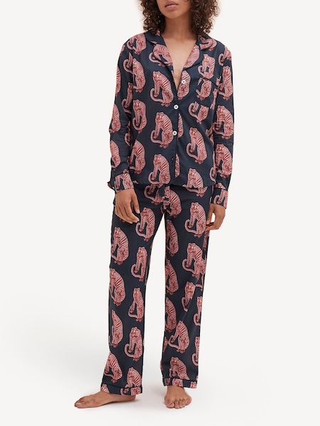 Tiger Pink/Navy Long Pyjamas Set (AK7890) | £170