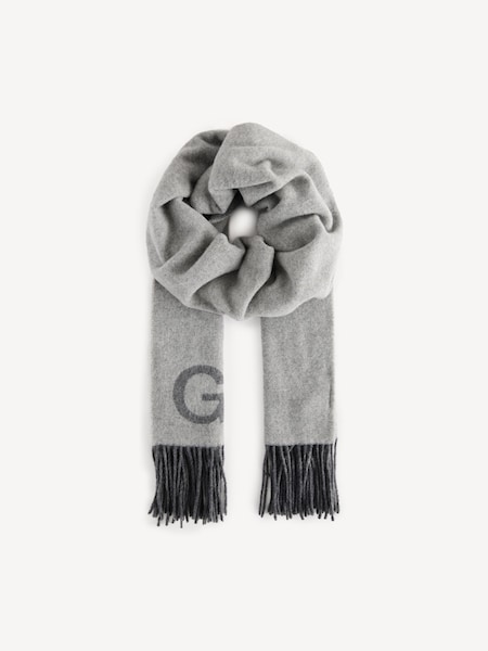 Grey Fringed Wool Scarf (AL0033) | £145