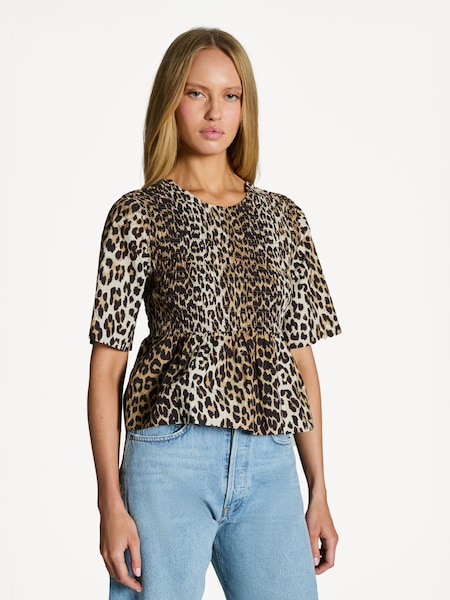 Animal Print Open Back Smock Blouse (AL0037) | £135