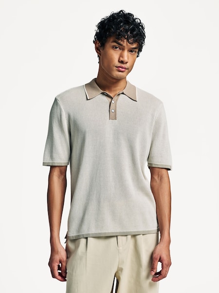Natural Harvey Knit Polo Shirt (AL0464) | £190