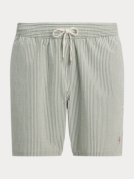 Green Traveler Classic Seersucker Logo Swim Shorts (AL6316) | £109