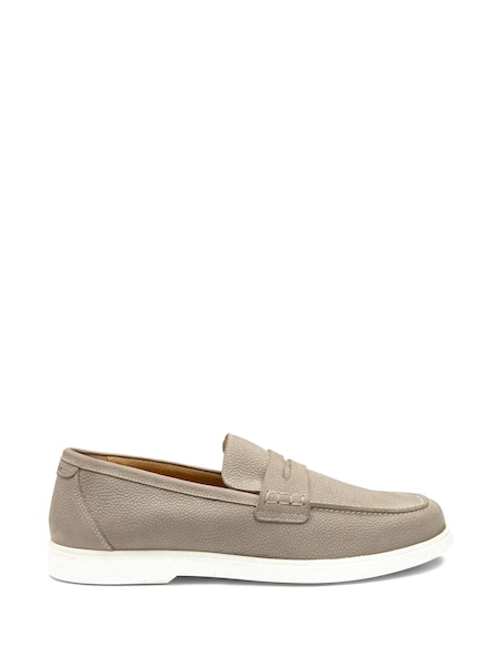 Grey Suede Leather Slip-On Loafers (AL9388) | £149