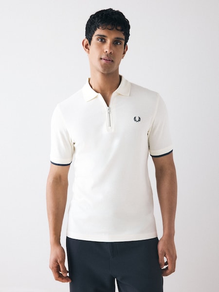 Crepe Pique Zip Neck Polo Shirt (AM5749) | £90