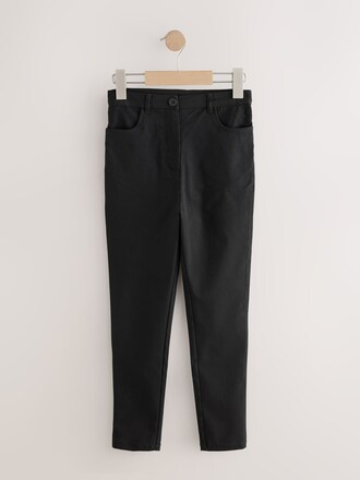 Black Shorter Length Skinny Fit Stretch High Waist School Trousers (9-18yrs)