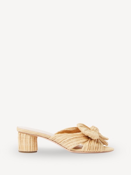 Natural Emilia Pleated Knot Mules (AM8483) | £300
