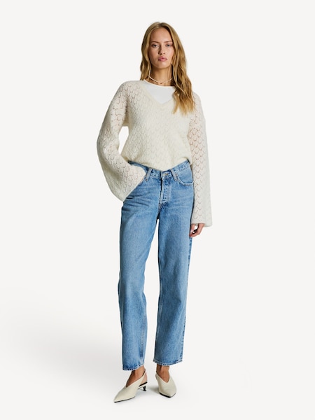 White Cimone Mohair Blend Crochet Jumper (AM8780) | £290