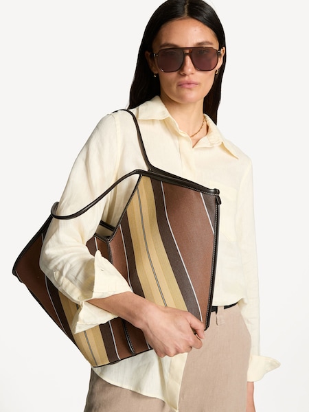 Brown Calella Striped Raffia Bag (AM8886) | £370