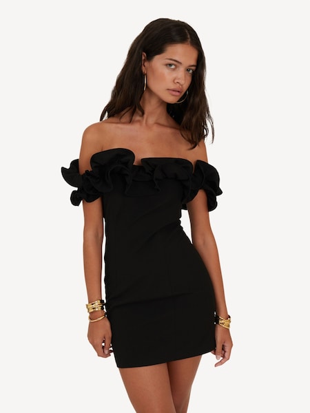 Black Mini Ruffle Dress (AM9123) | £230