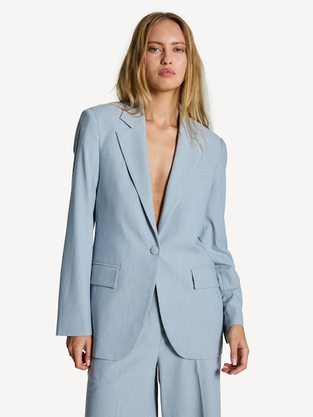 Blue Cropped Sleeve Blazer (AM9158) | £330