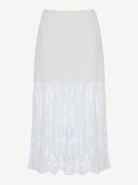 White Marja Embroidery Mesh Combo Skirt (AM9236) | £410