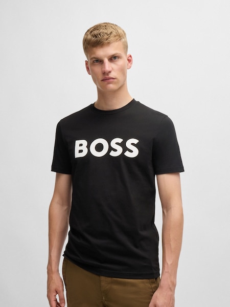 Black Large Logo Graphic 100% Cotton T-Shirt (AM9308) | £45