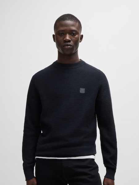 Dark Blue Anion Logo Patch Cashmere Blend Knit Jumper (AM9309) | £119