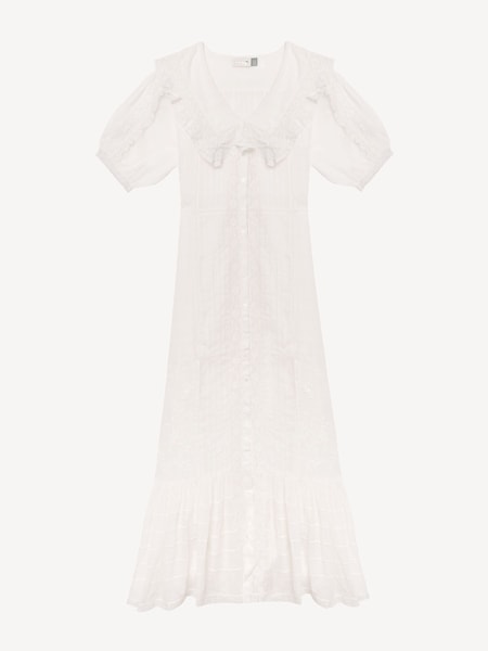 White Edina Pin Tuck Midi Dress (AM9483) | £285