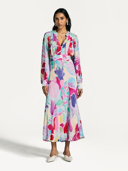 Pink Aero Tulip Print Midi Dress (AM9484) | £295