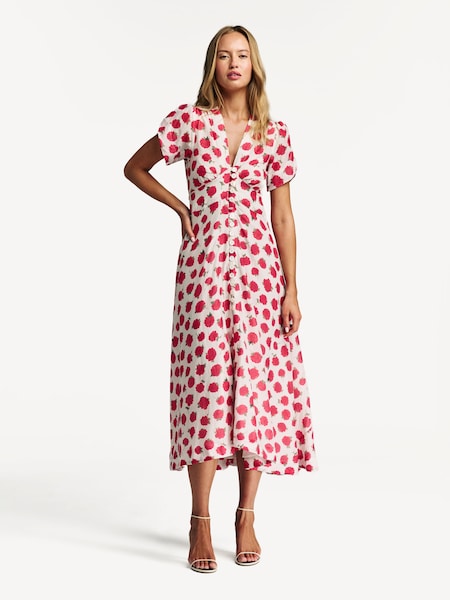Red Novara Button Down Midi Dress (AM9486) | £315