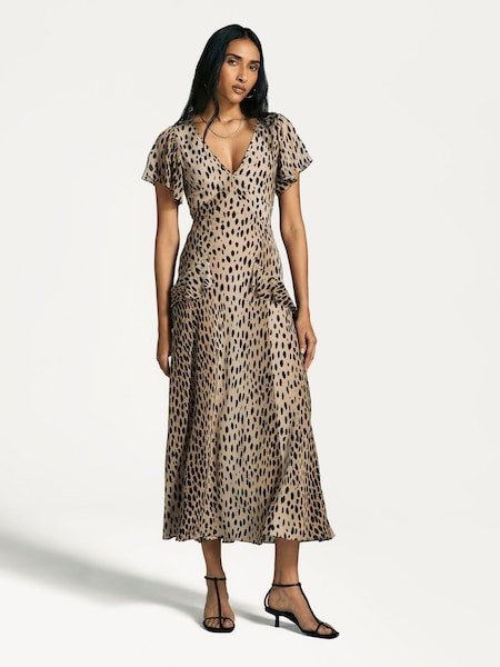 Brown Leopard Print Evie Midi Dress (AM9490) | £345