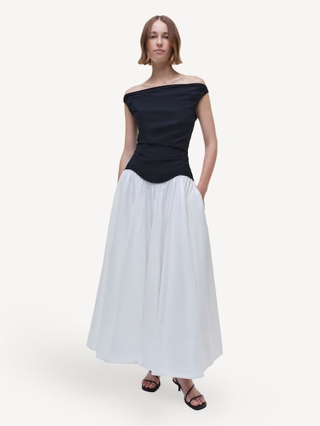 White Black Multi Cersei Off Shoulder Midi Dress (AM9515) | £530