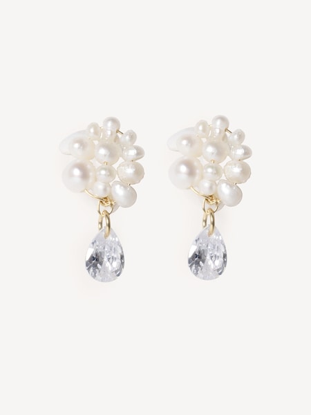 Silver Tone Time is Layered in Ice Earrings (AM9588) | £185
