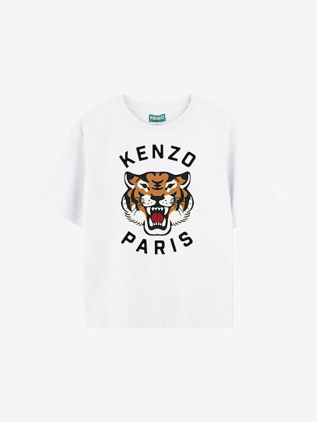 Short Sleeve Tiger Print Logo White T-Shirt (AN1378) | £60 - £80