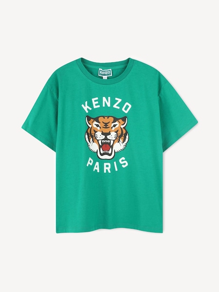 Green Short Sleeve Tiger Print Logo T-Shirt (AN1379) | £60 - £80