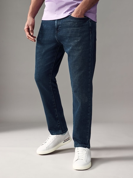 Blue Dark Wash Straight Stretch Denim Jeans (AN2131) | £119