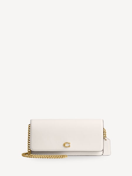 White Evie Leather Long Wallet On Chain (AN2795) | £250