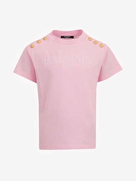 Pink Short Sleeve T-Shirt With Metail Button Detail (AN5105) | £163 - £171