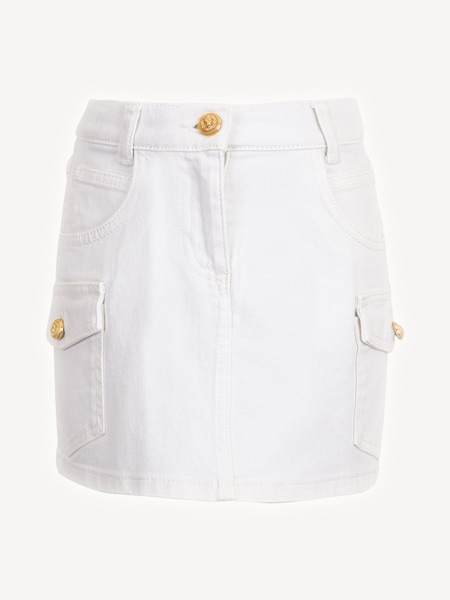 Denim White Skirt With Metail Button Detail (AN5112) | £205 - £228