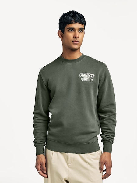 Black Washed Long Haul Graphic Crewneck Sweatshirt (AN5213) | £75