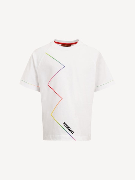 Multi-colour Zig Zag Logo Short Sleeve White T-Shirt (AN5544) | £95 - £108