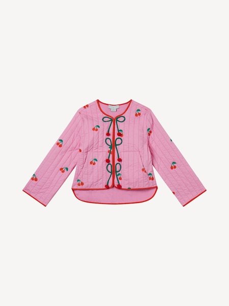 Pink Strawberry Embroidered Padded Jacket (AN5623) | £142