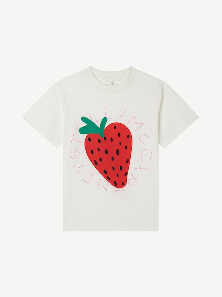 Strawberry Logo Short Sleeve White T-Shirt (AN5627) | £51