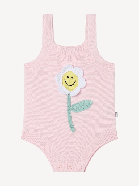 Pink Knitted Flower Baby Bodysuit (AN5951) | £87