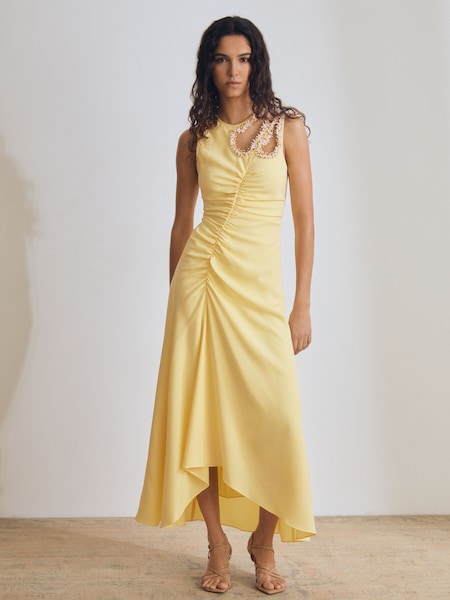Reiss Yellow Elizabeth Atelier Embellished Shoulder Maxi Dress (AN6308) | £595