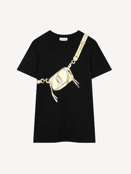 Black Logo Cross-Body Bag Print T-Shirt Dress (AN6870) | £85